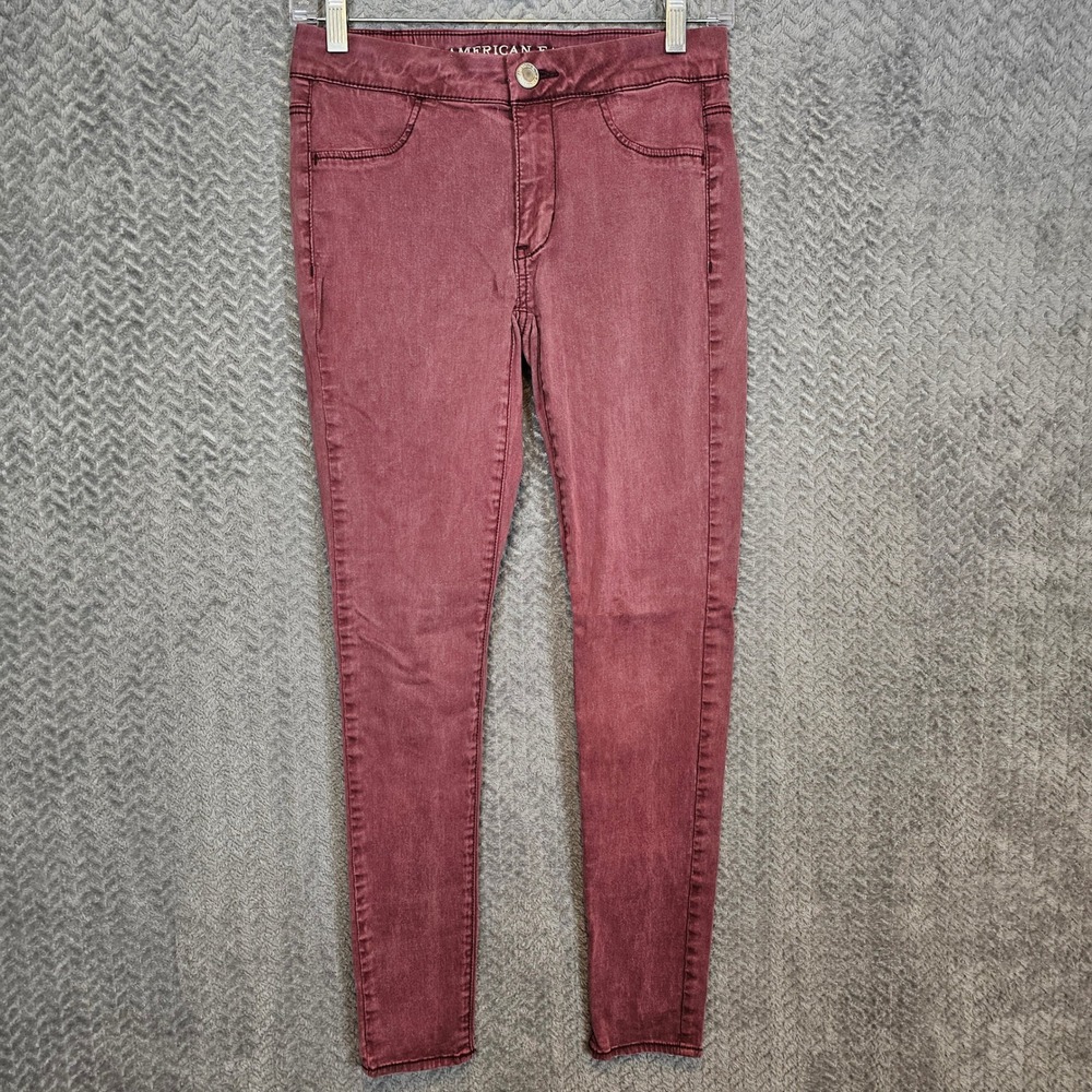 American Eagle Extreme Legging Jean Burgundy Super Stretch Skinny Size 2 Regular